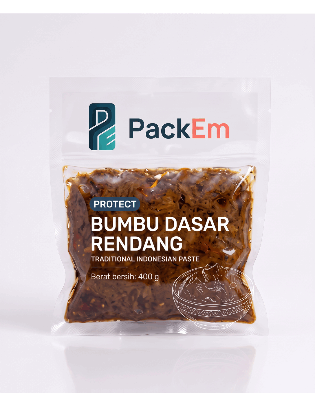 Bumbu dasar rendang in a clear PackEm vacuum pack