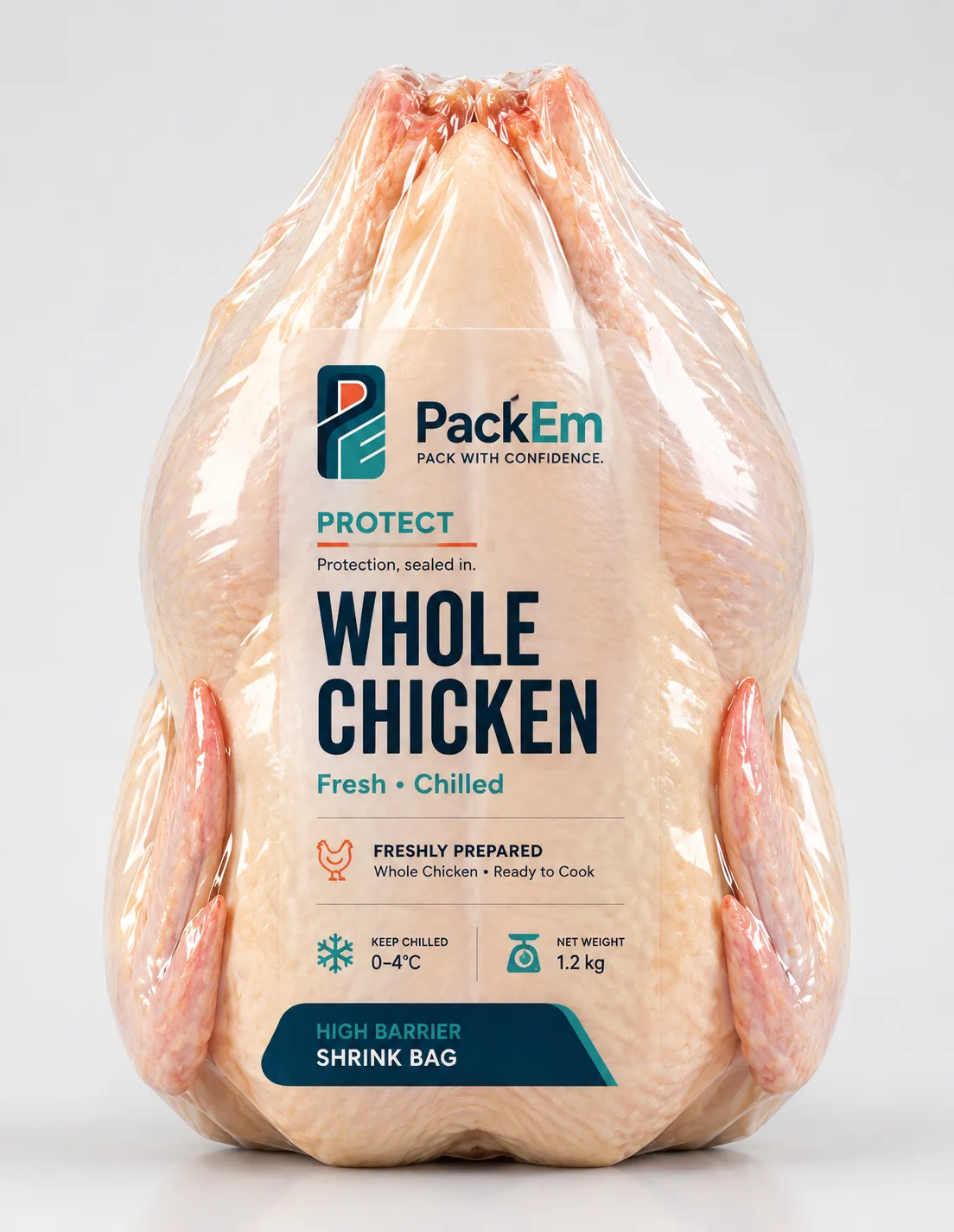 Whole chicken in a PackEm shrink bag