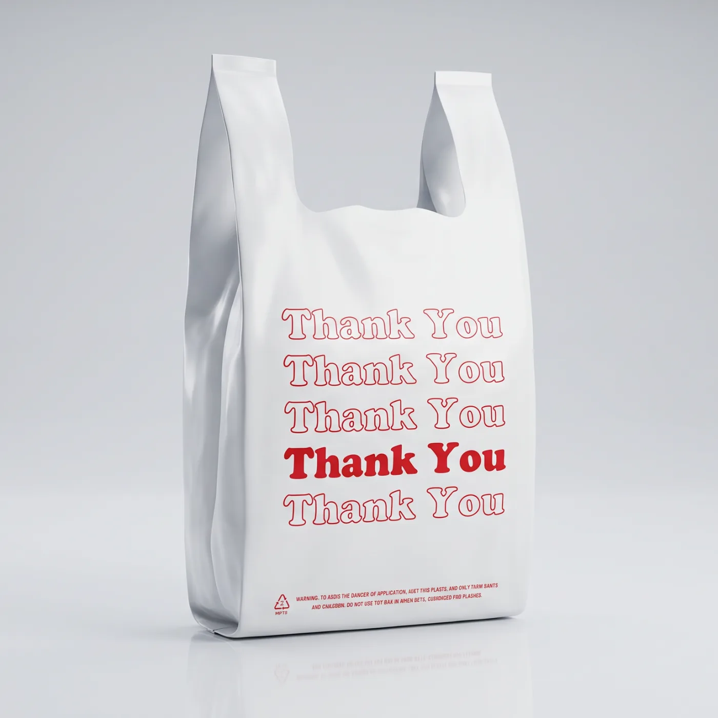 White printed T-shirt bag for takeaway