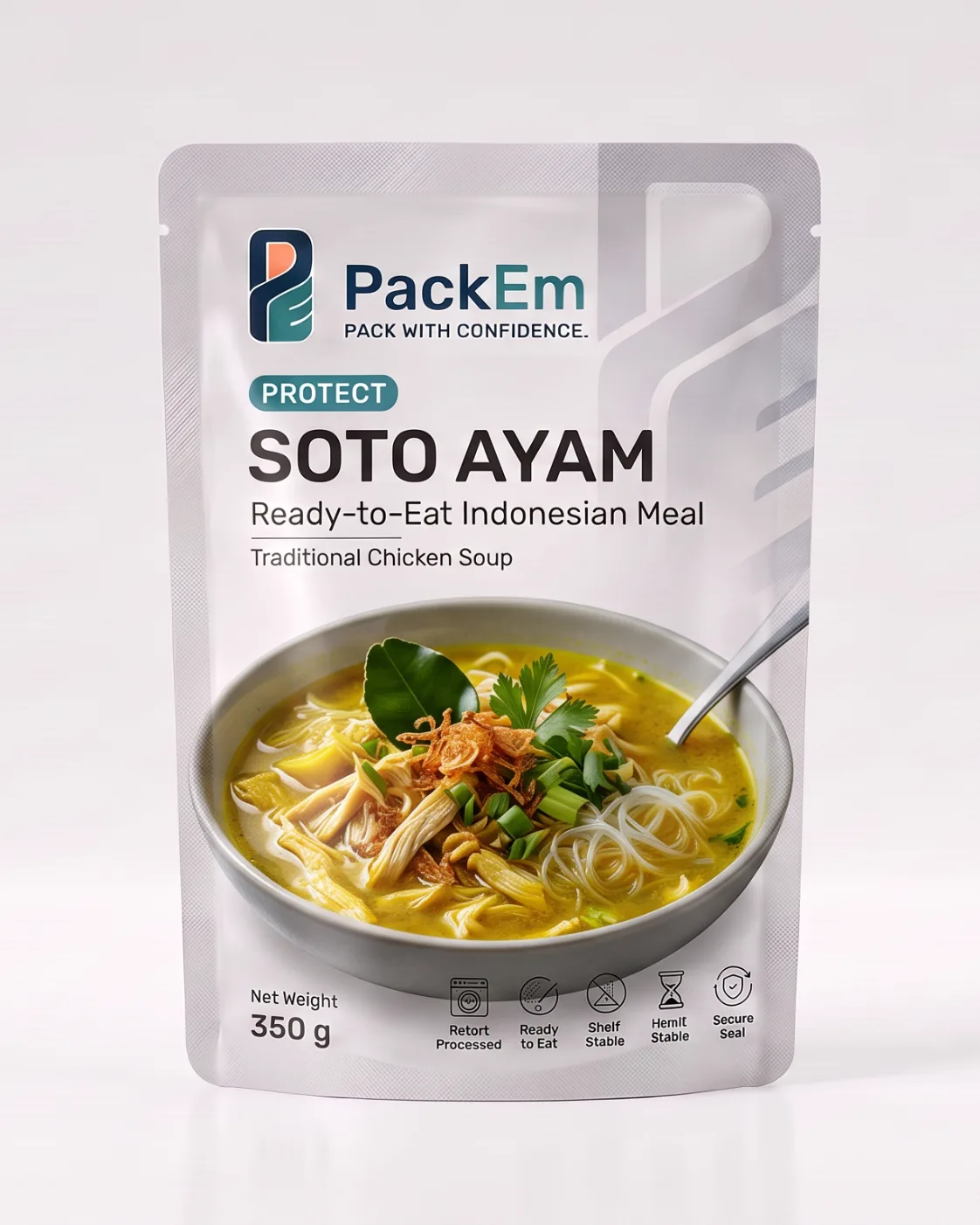 Soto ayam in a retort pouch