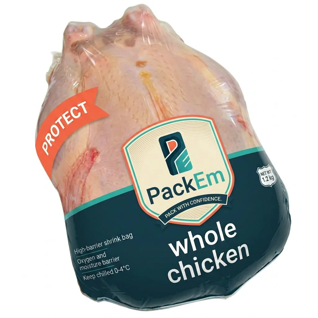 Whole chicken in a shrink bag