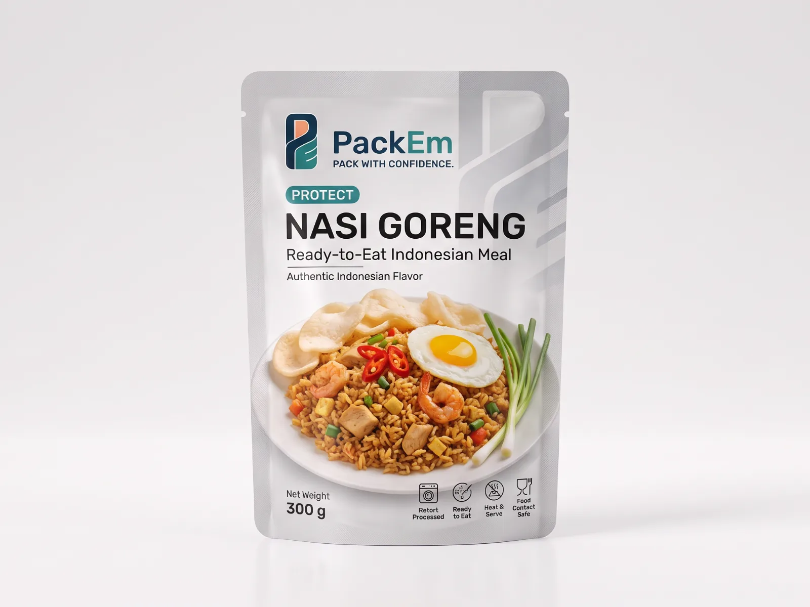 Nasi goreng in a printed PackEm retort pouch