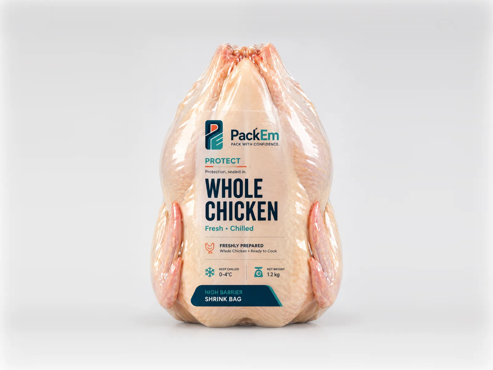 Whole chicken in a shrink bag